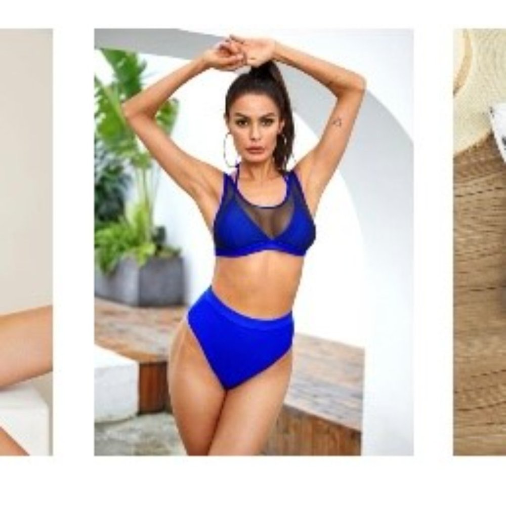 Two piece mesh bathing suit